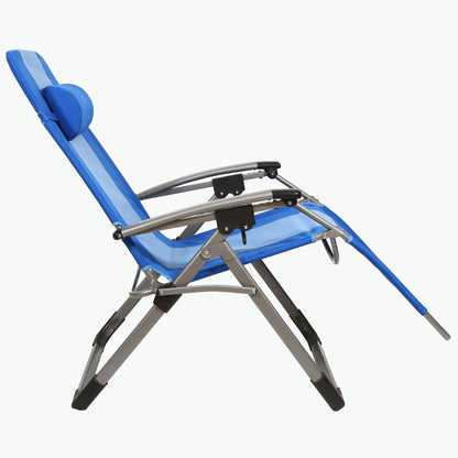 Kamp-Rite Outdoor Folding Reclining Zero Gravity Chair w/Headrest Pillow, Blue