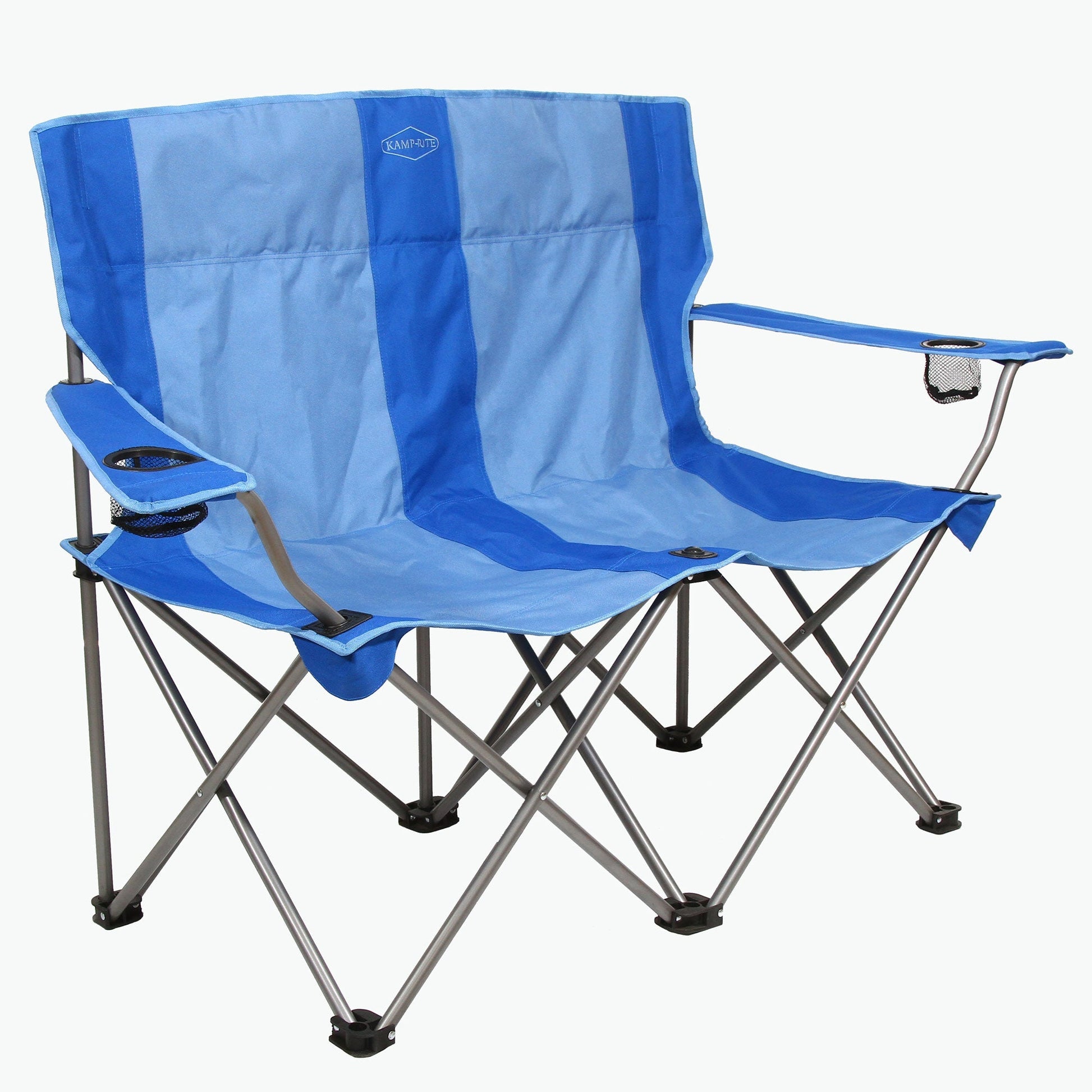 Kamp - Rite Double Folding Portable Camping Chair with Cupholders, Blue (2 Pack) - Angler's Pro Tackle & Outdoors