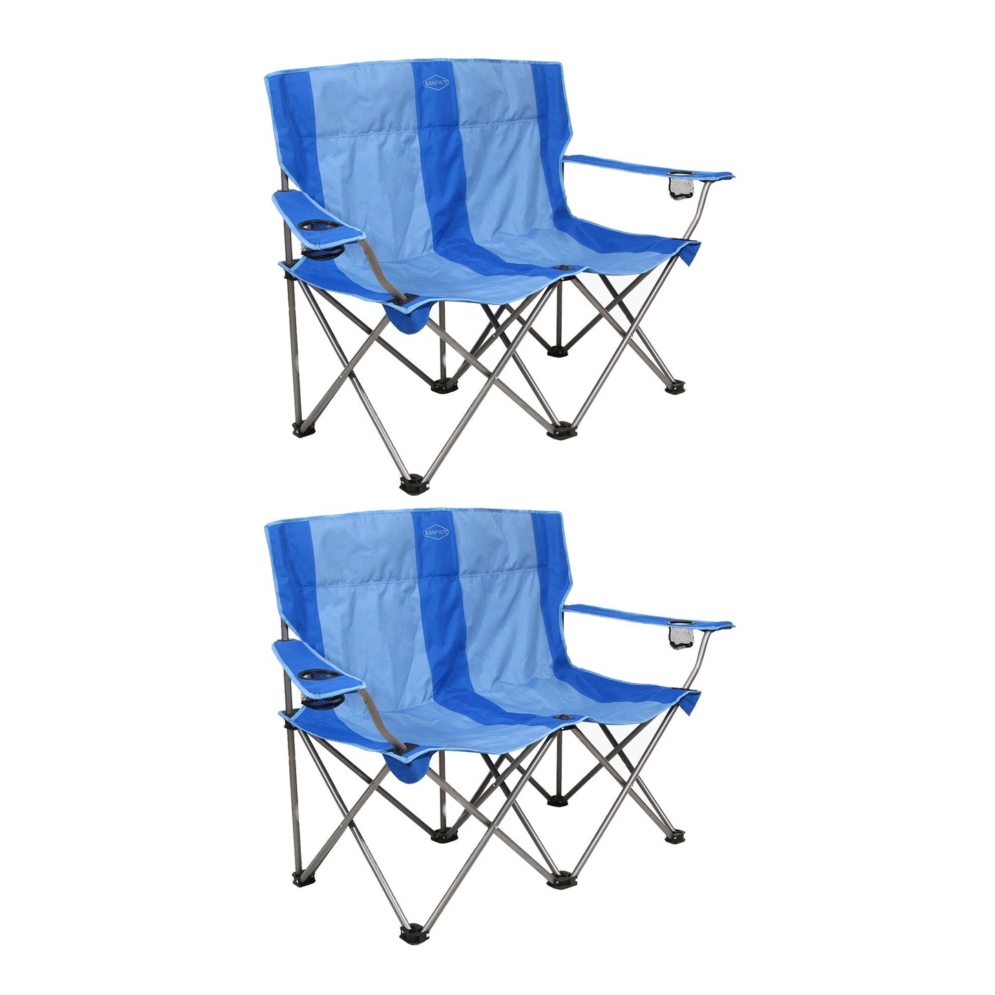 Kamp - Rite Double Folding Portable Camping Chair with Cupholders, Blue (2 Pack) - Angler's Pro Tackle & Outdoors