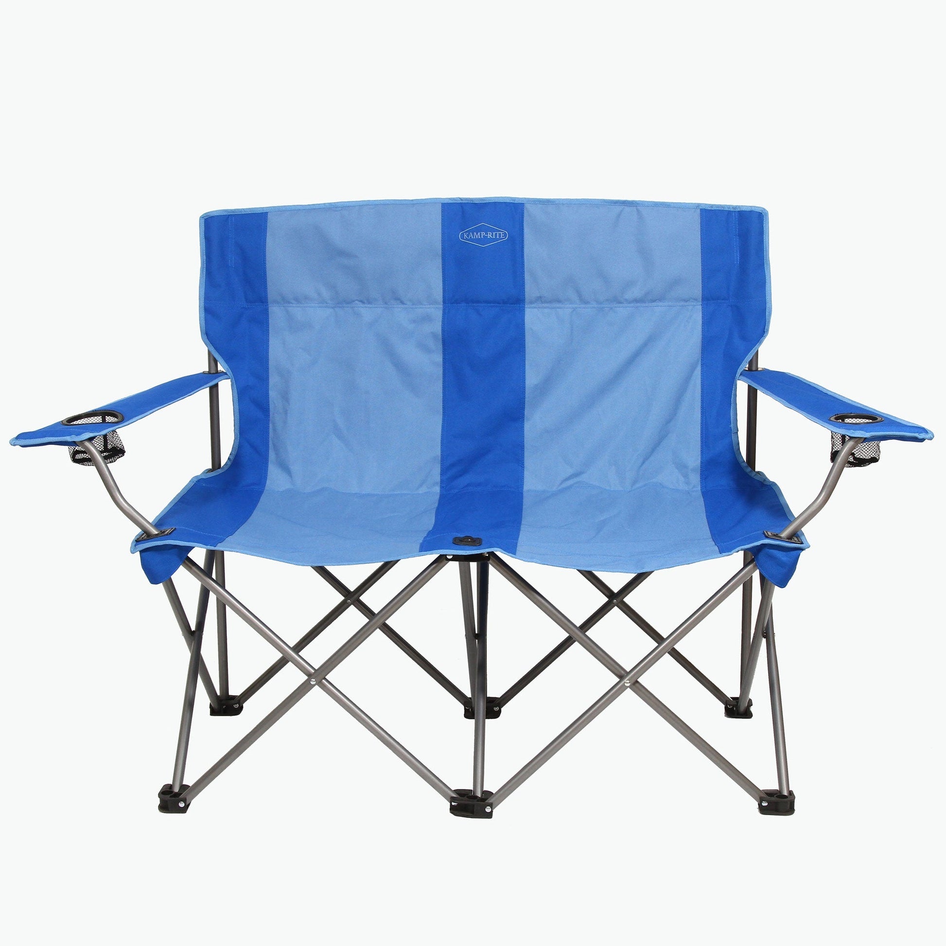 Kamp - Rite Double Folding Portable Camping Chair with Cupholders, Blue (2 Pack) - Angler's Pro Tackle & Outdoors