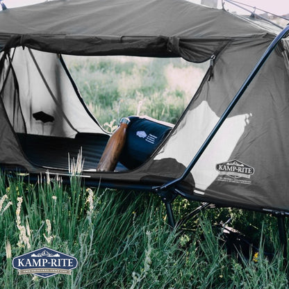 Kamp - Rite Double Quick Setup 2 Person Elevated Cot, Lounge Chair, & Tent, Gray - Angler's Pro Tackle & Outdoors