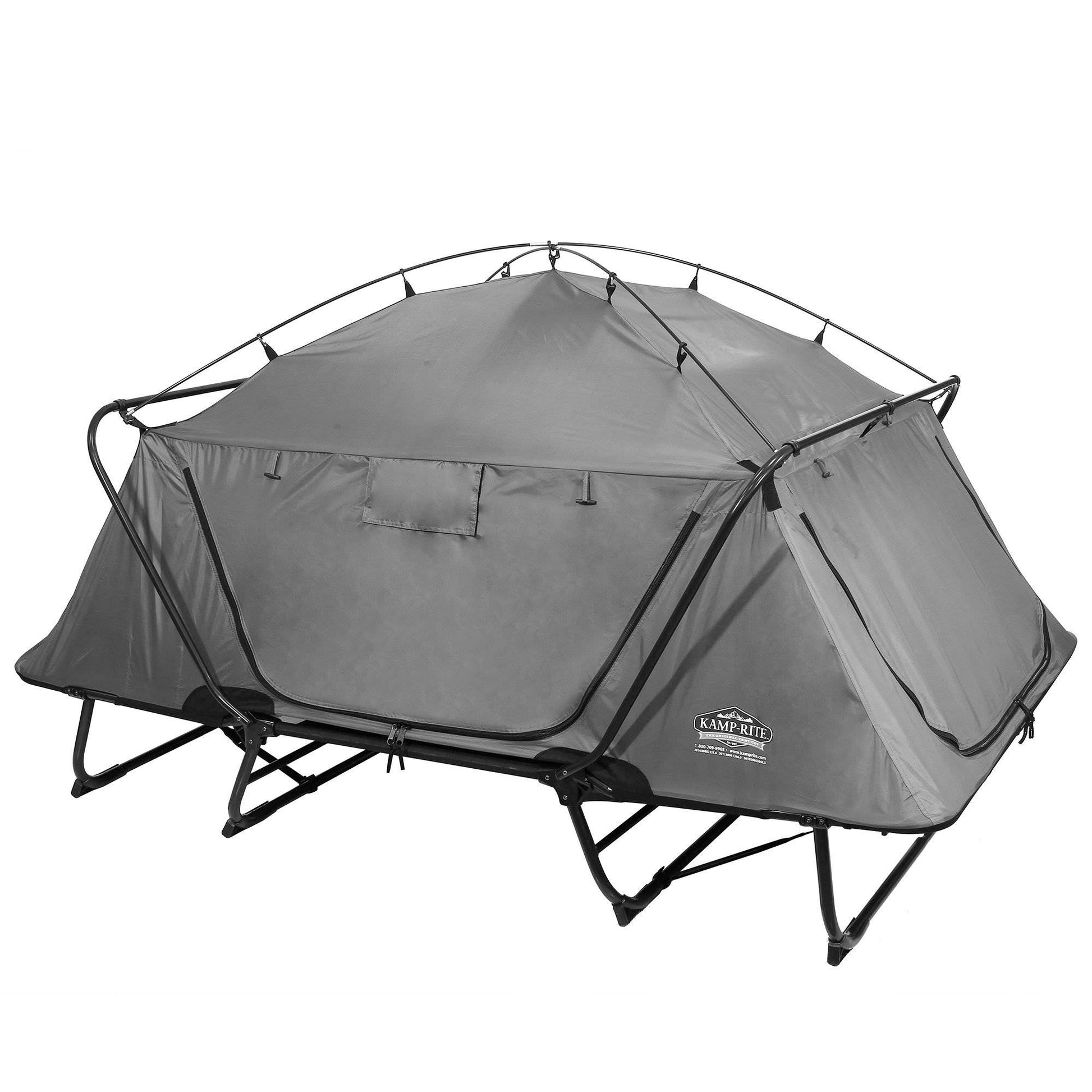 Kamp - Rite Double Quick Setup 2 Person Elevated Cot, Lounge Chair, & Tent, Gray - Angler's Pro Tackle & Outdoors