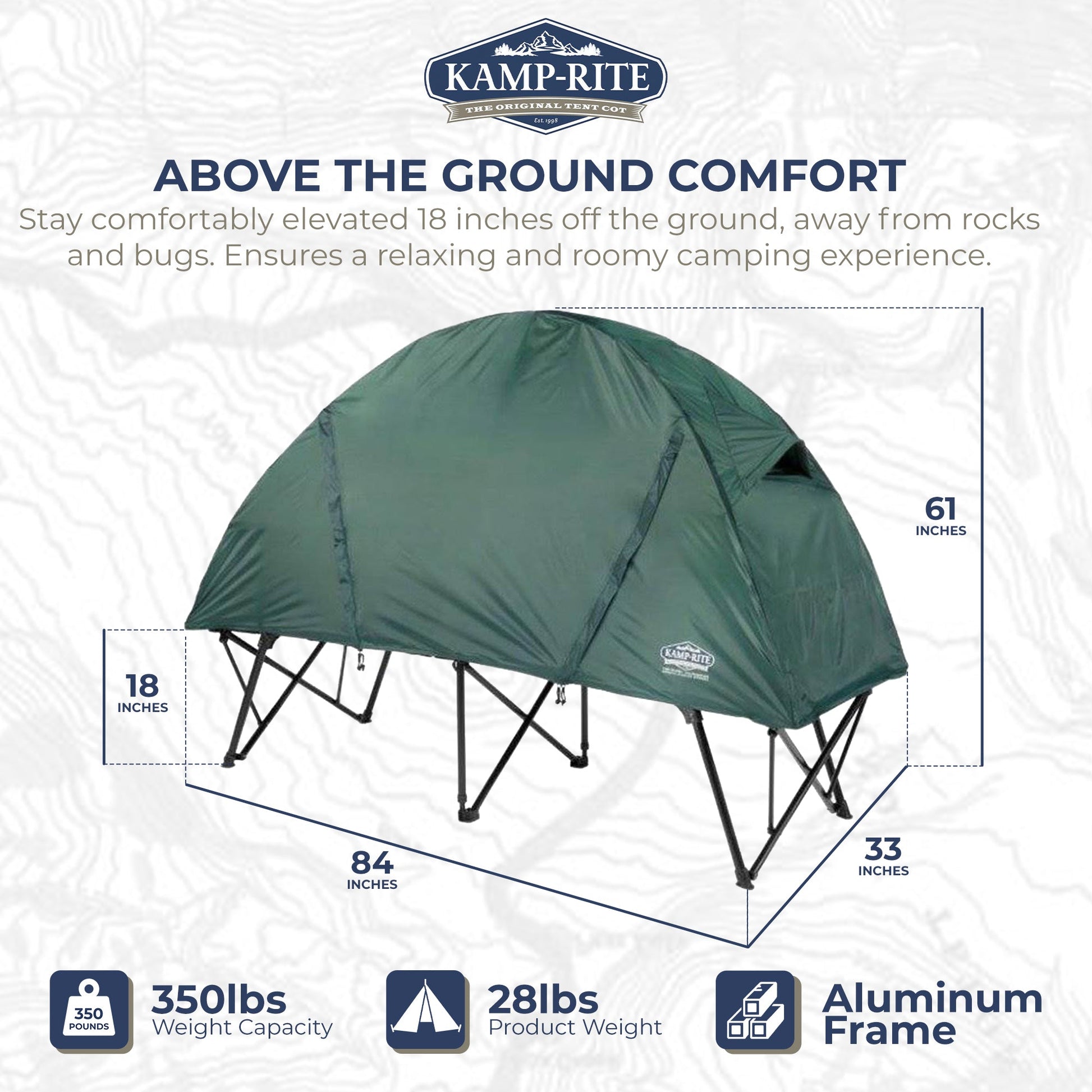 Kamp - Rite Extra Large Compact Quick Setup 1 Person Tent Cot, Chair & Tent, Green - Angler's Pro Tackle & Outdoors