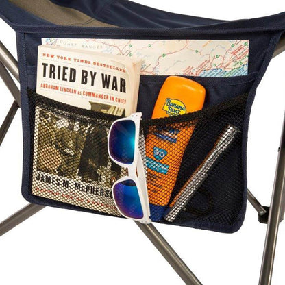 Kamp Rite Folding Camp Chair w/ 2 Cupholders and Detachable Footrest, Navy/Tan - Angler's Pro Tackle & Outdoors