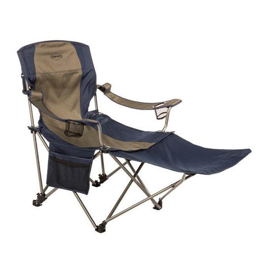 Kamp Rite Folding Camp Chair w/ 2 Cupholders and Detachable Footrest, Navy/Tan - Angler's Pro Tackle & Outdoors