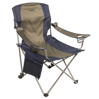 Kamp Rite Folding Camp Chair w/ 2 Cupholders and Detachable Footrest, Navy/Tan - Angler's Pro Tackle & Outdoors