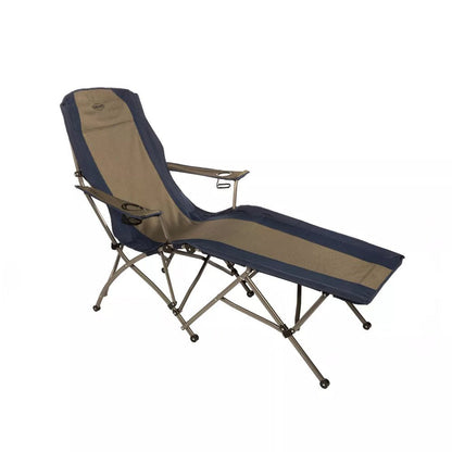 Kamp - Rite Folding Lounger Camp Chair with Cupholders, Navy and Tan (2 Pack) - Angler's Pro Tackle & Outdoors