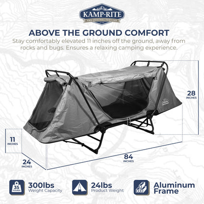 Kamp - Rite Original Quick Setup 1 Person Elevated Cot, Lounge Chair, & Tent, Gray - Angler's Pro Tackle & Outdoors