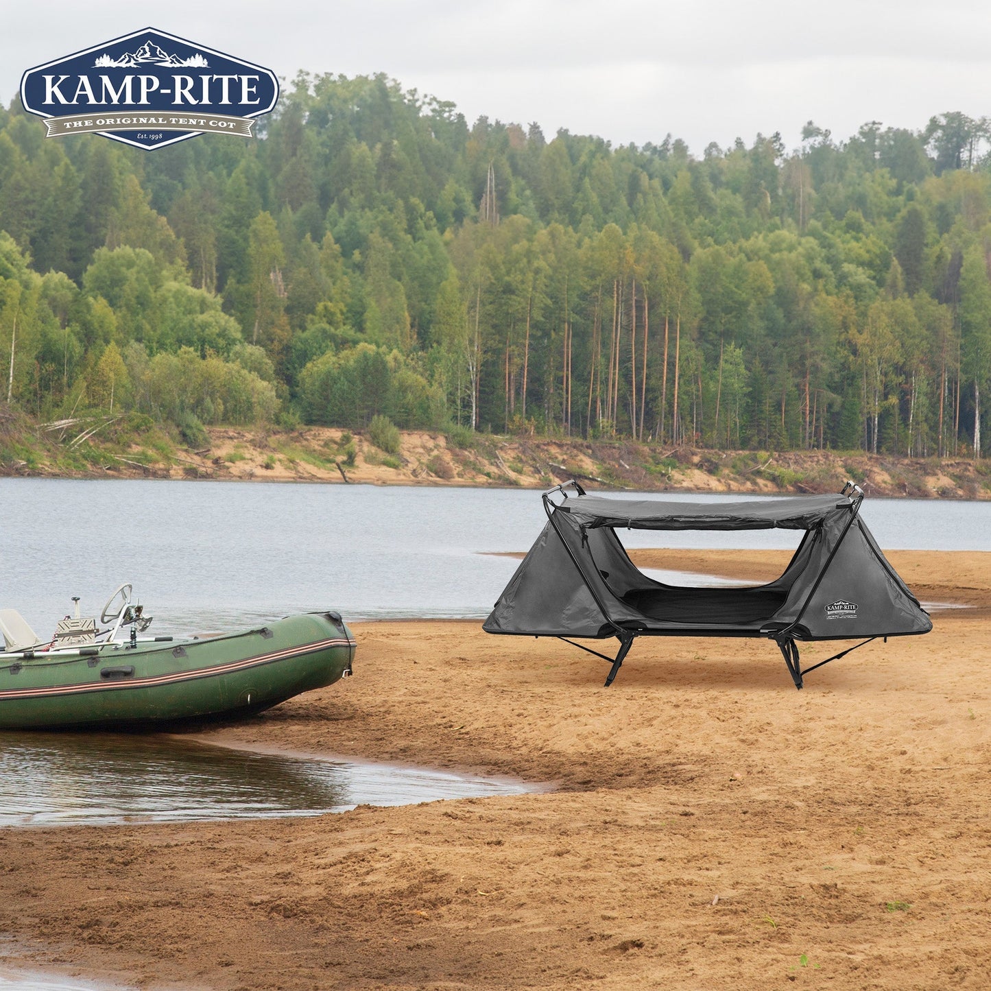 Kamp - Rite Original Quick Setup 1 Person Elevated Cot, Lounge Chair, & Tent, Gray - Angler's Pro Tackle & Outdoors