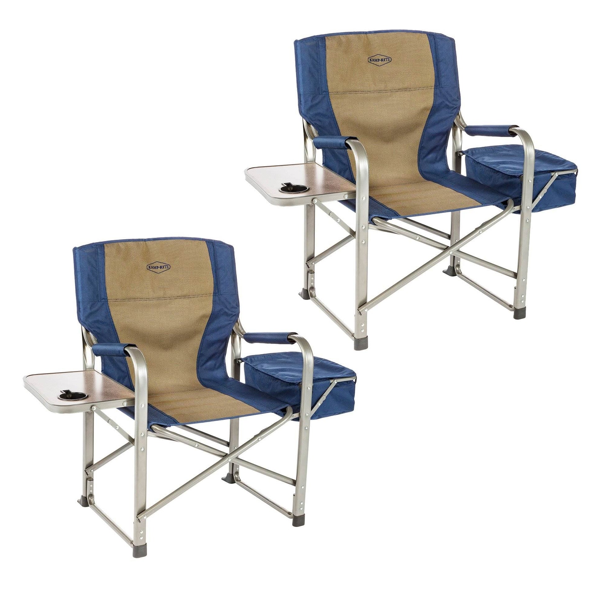 Kamp - Rite Outdoor Camp Folding Directors Chair with Side Table & Cooler (2 Pack) - Angler's Pro Tackle & Outdoors