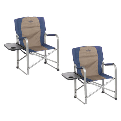 Kamp - Rite Outdoor Camping Director's Chair with Side Table, Navy & Tan (2 Pack) - Angler's Pro Tackle & Outdoors