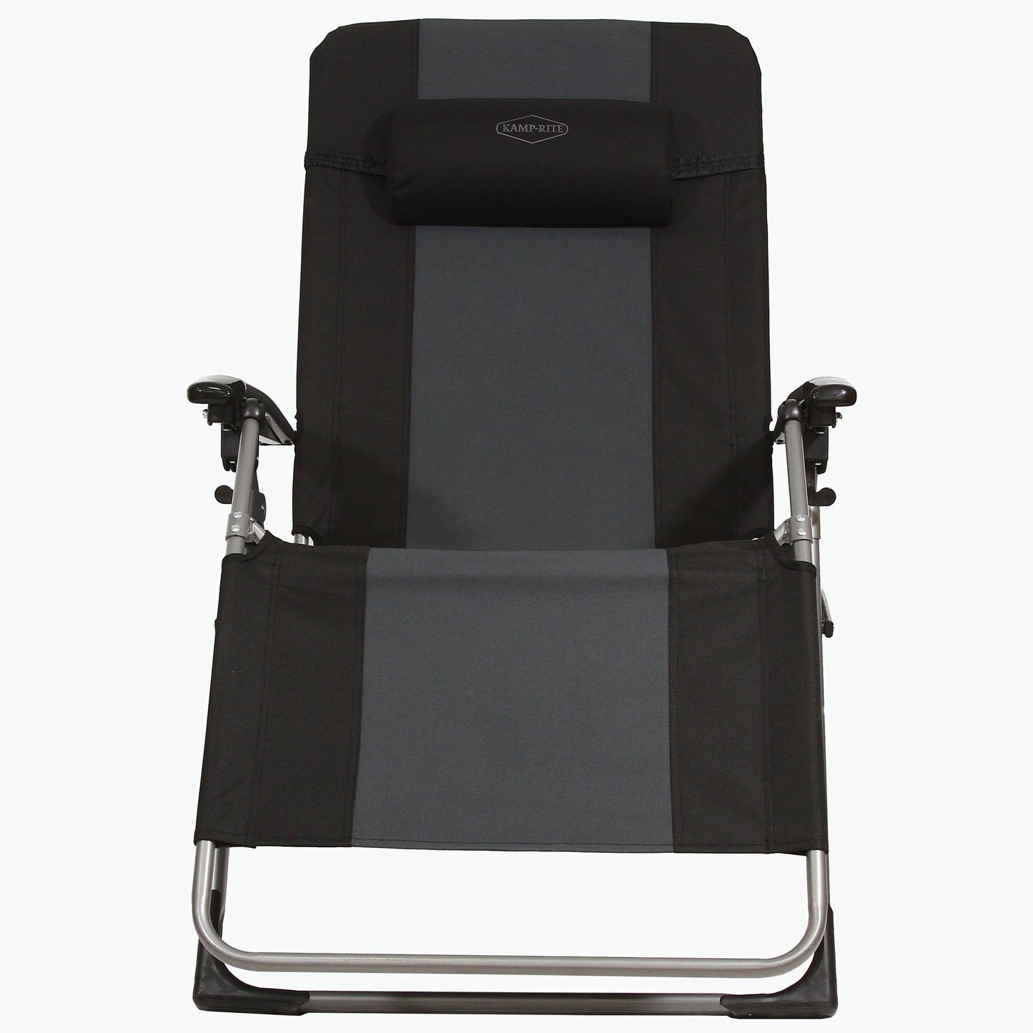 Kamp - Rite Outdoor Folding Recliner Zero Gravity Chair w/Head Pillow, Gray/Black - Angler's Pro Tackle & Outdoors