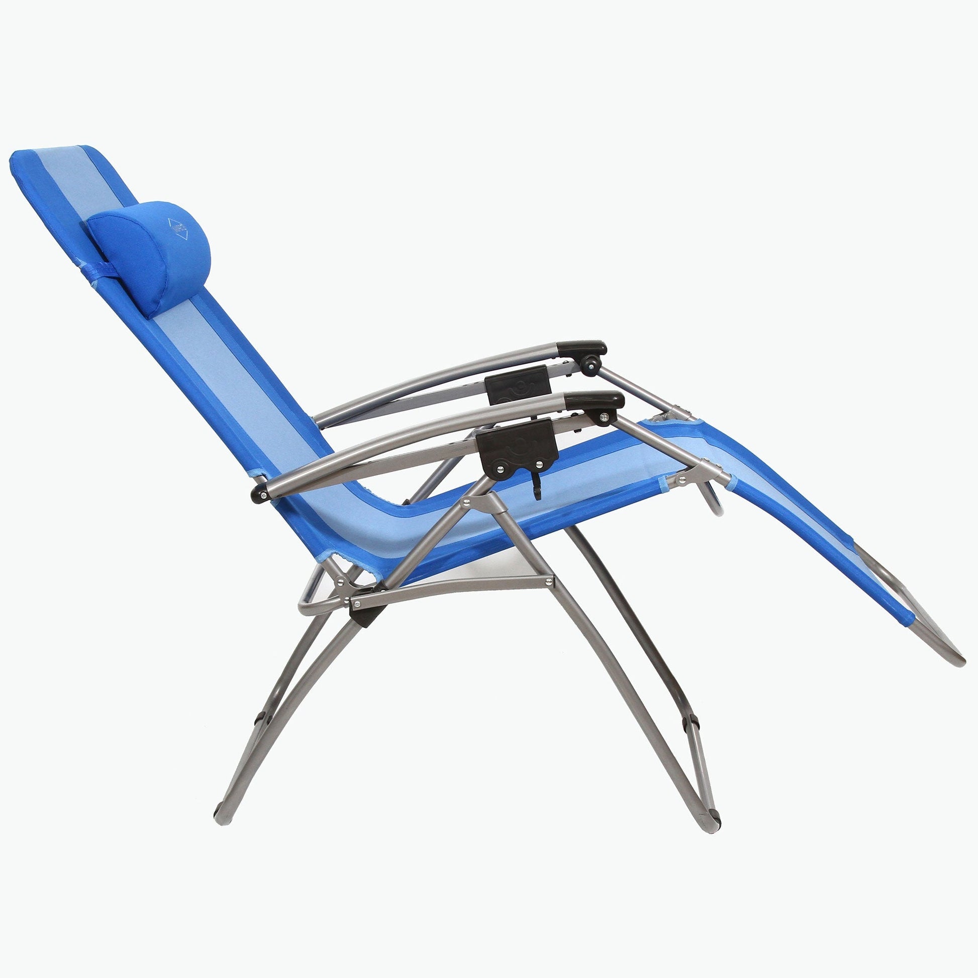 Kamp - Rite Outdoor Folding Reclining Zero Gravity Chair w/ Headrest Pillow, Blue - Angler's Pro Tackle & Outdoors