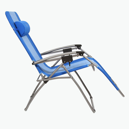 Kamp - Rite Outdoor Folding Reclining Zero Gravity Chair w/ Headrest Pillow, Blue - Angler's Pro Tackle & Outdoors