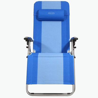 Kamp - Rite Outdoor Folding Reclining Zero Gravity Chair w/ Headrest Pillow, Blue - Angler's Pro Tackle & Outdoors