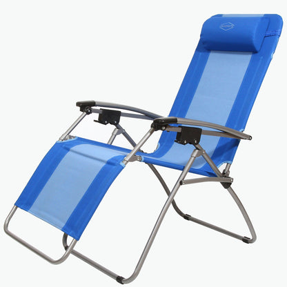 Kamp - Rite Outdoor Folding Reclining Zero Gravity Chair w/ Headrest Pillow, Blue - Angler's Pro Tackle & Outdoors