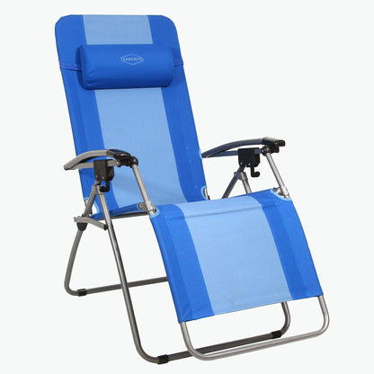 Kamp - Rite Outdoor Folding Reclining Zero Gravity Chair w/ Headrest Pillow, Blue - Angler's Pro Tackle & Outdoors