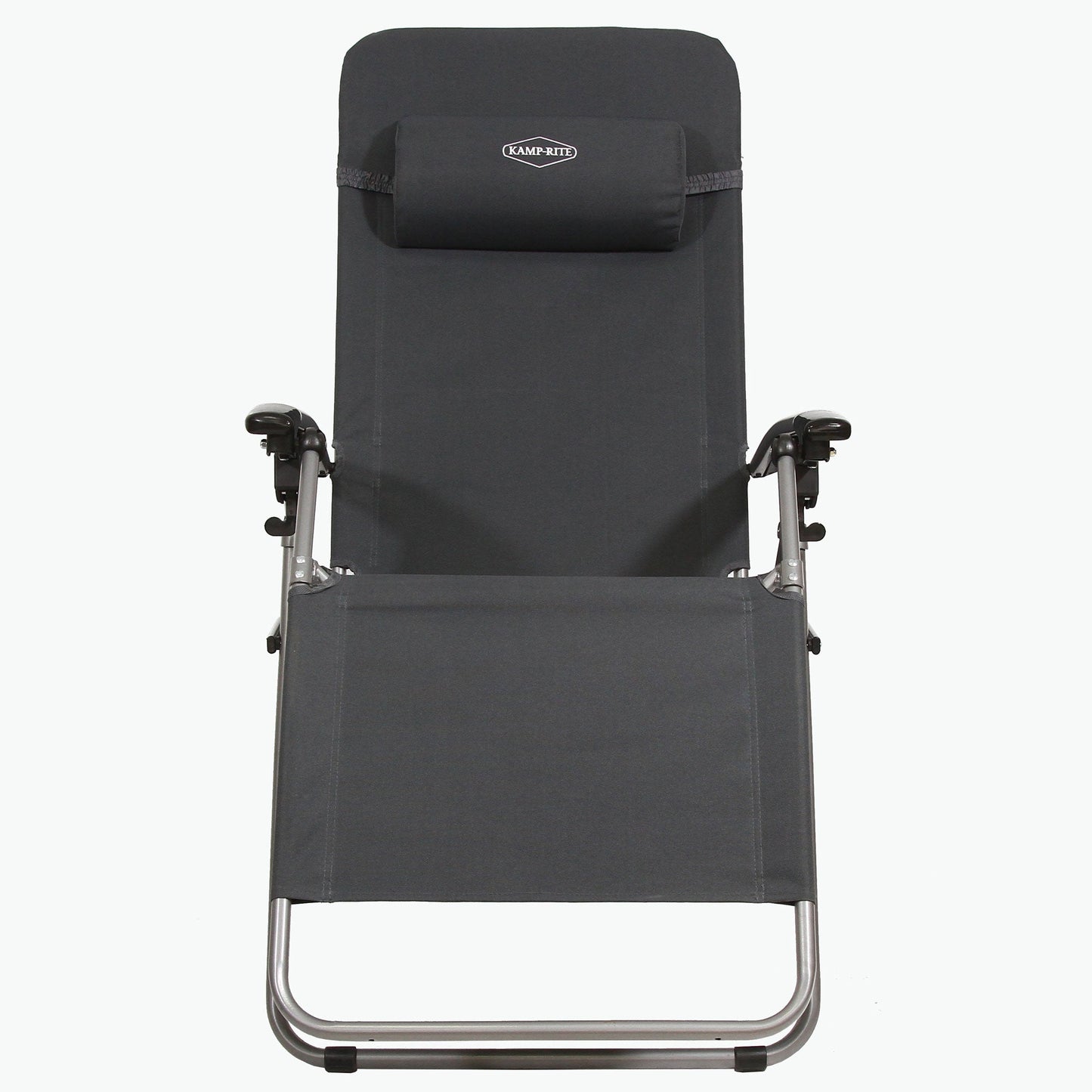 Kamp - Rite Outdoor Folding Reclining Zero Gravity Chair w/ Headrest Pillow, Gray - Angler's Pro Tackle & Outdoors