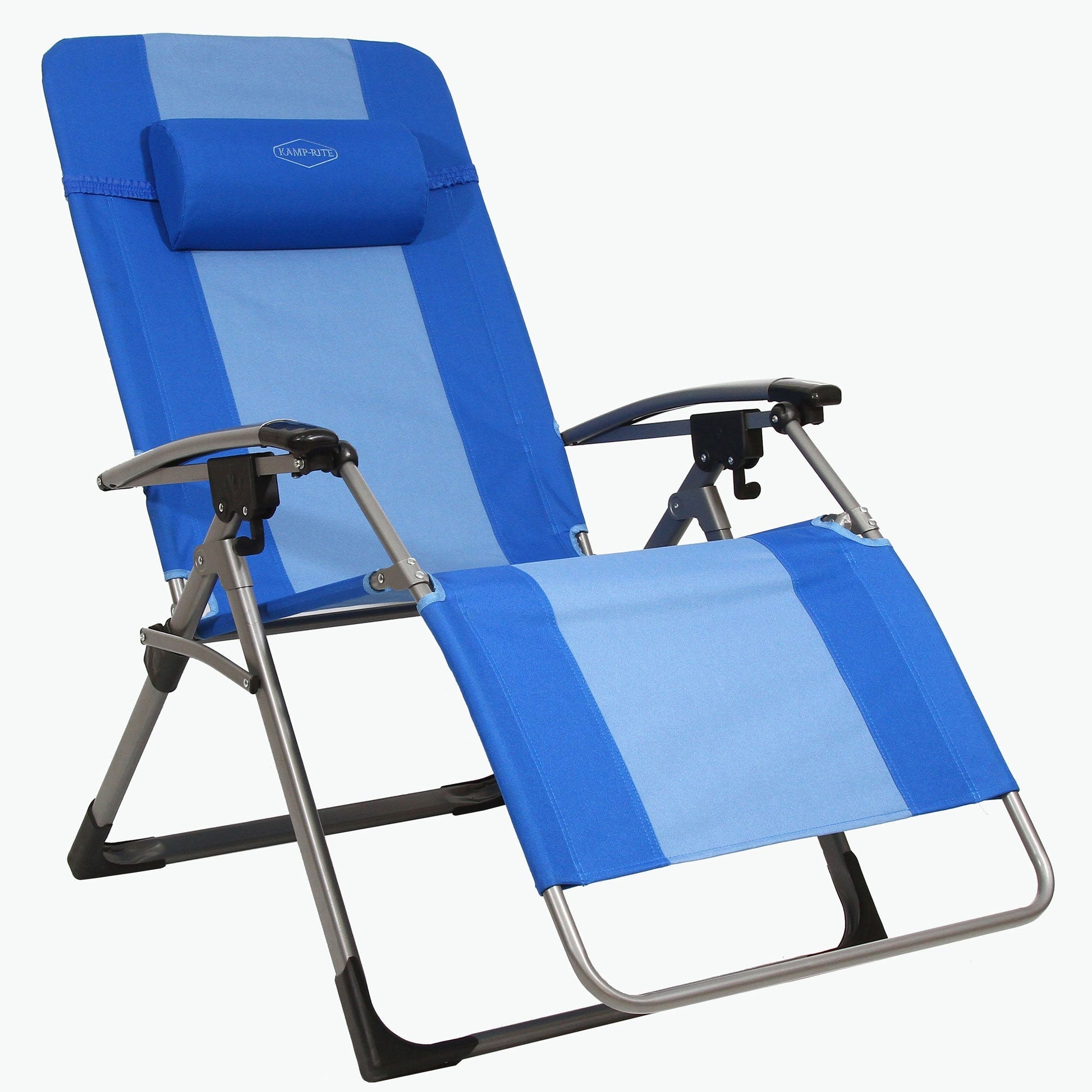 Kamp - Rite Outdoor Folding Reclining Zero Gravity Chair w/Headrest Pillow, Blue - Angler's Pro Tackle & Outdoors