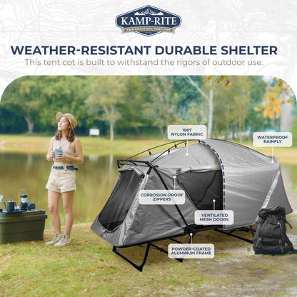 Kamp - Rite Oversized Quick Setup 1 Person Cot, Lounge Chair, & Tent w/Domed Top - Angler's Pro Tackle & Outdoors