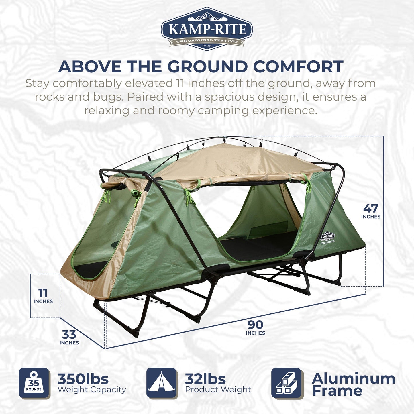 Kamp - Rite Oversized Quick Setup 1 Person Cot, Lounge Chair, & Tent, w/Domed Top - Angler's Pro Tackle & Outdoors