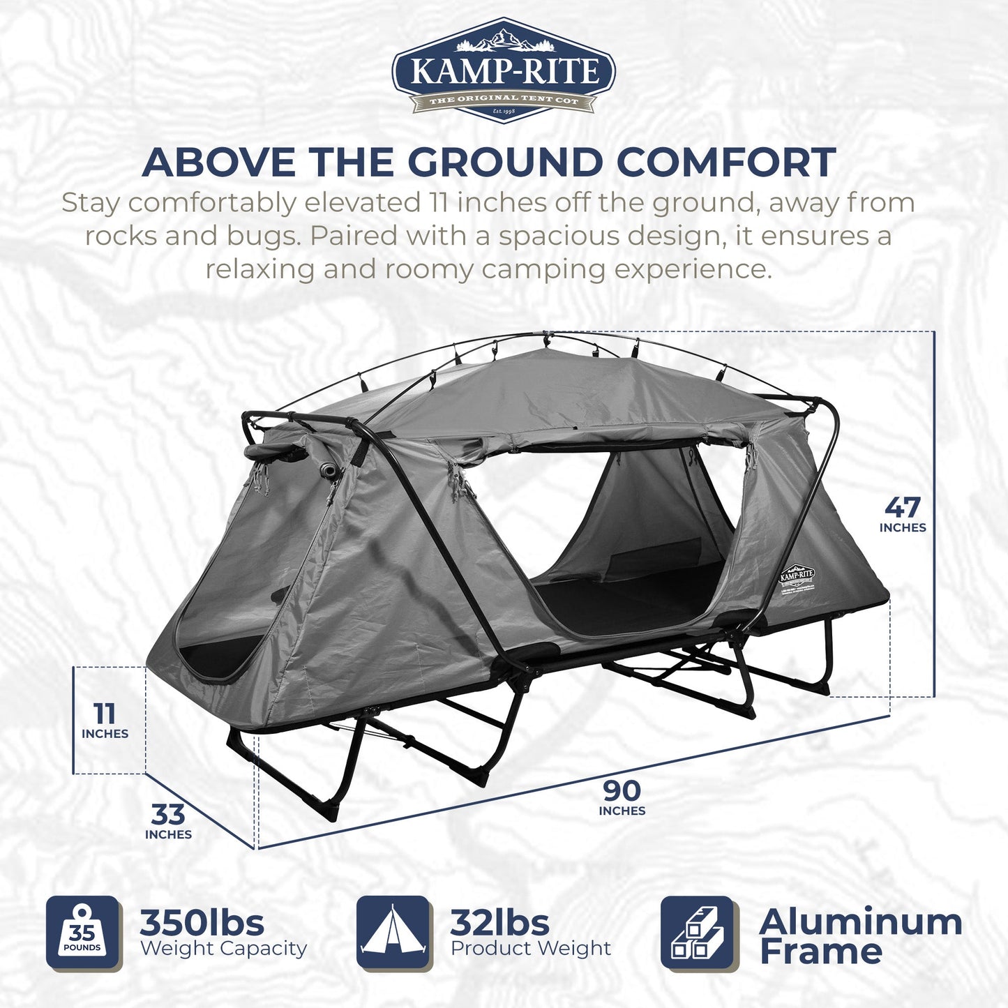 Kamp - Rite Oversized Quick Setup 1 Person Cot, Lounge Chair, & Tent w/Domed Top - Angler's Pro Tackle & Outdoors