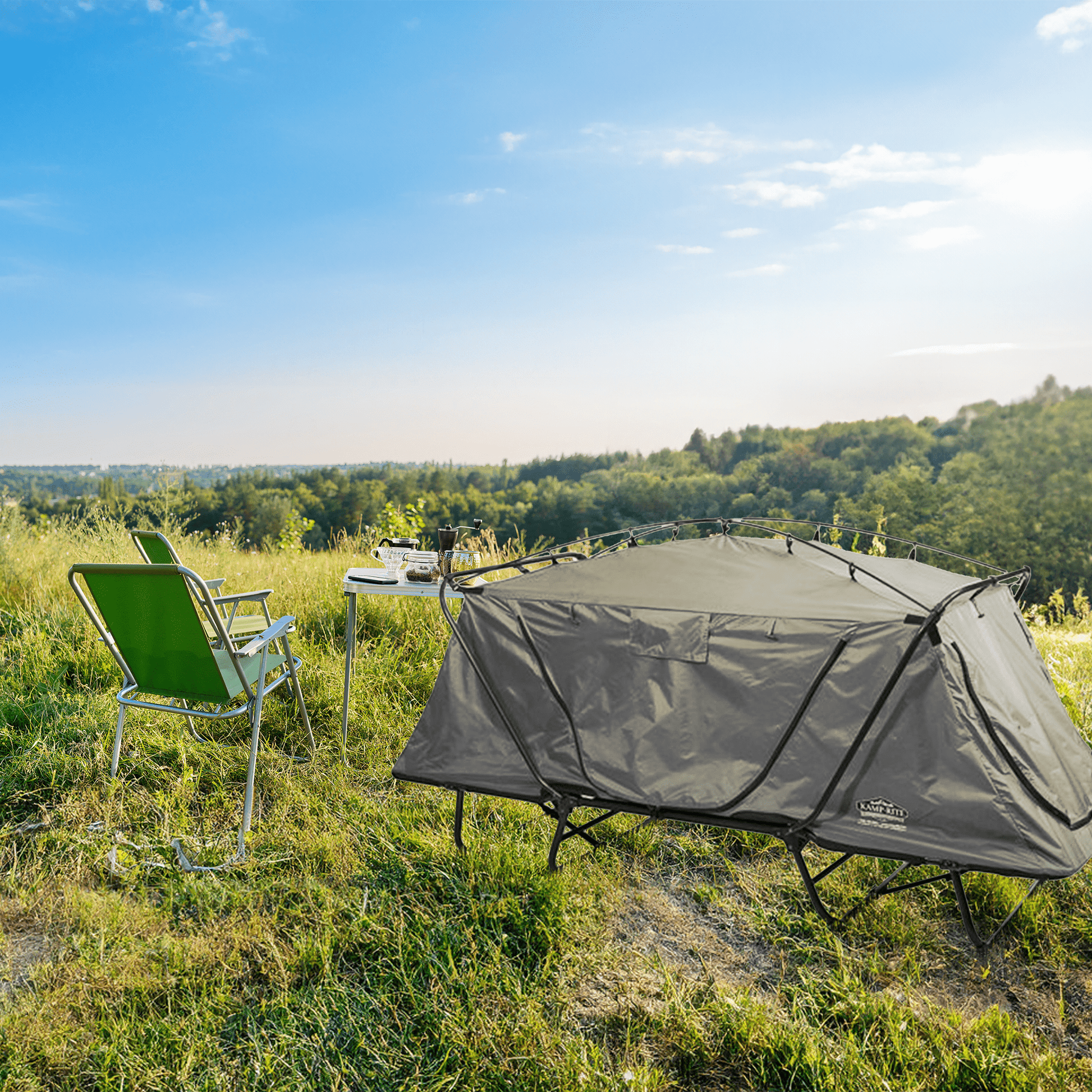 Kamp - Rite Oversized Quick Setup 1 Person Cot, Lounge Chair, & Tent w/Domed Top - Angler's Pro Tackle & Outdoors