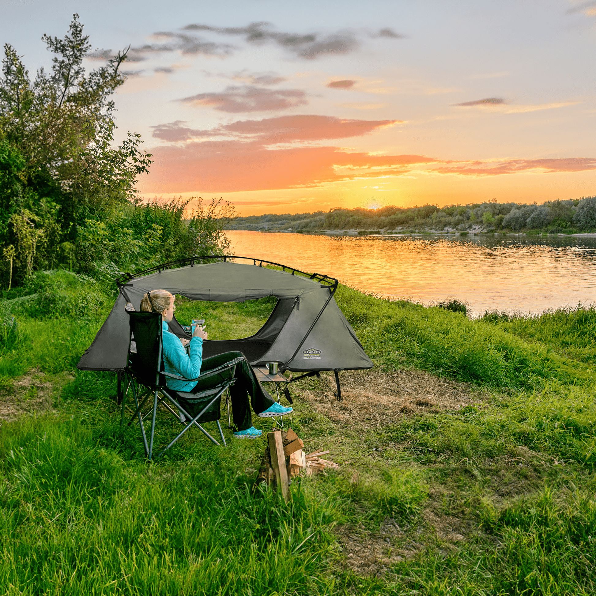 Kamp - Rite Oversized Quick Setup 1 Person Cot, Lounge Chair, & Tent w/Domed Top - Angler's Pro Tackle & Outdoors