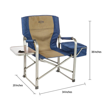 Kamp - Rite Portable Director's Chair w/Cooler, Cup Holder, & Side Table, Navy/Tan - Angler's Pro Tackle & Outdoors