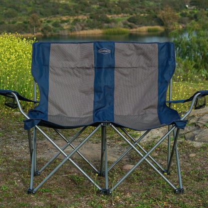 Kamp - Rite Portable Folding Outdoor Double Camping Lawn Beach Chair, Navy/Tan - Angler's Pro Tackle & Outdoors