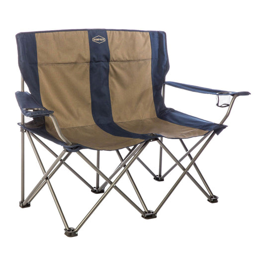 Kamp - Rite Portable Folding Outdoor Double Camping Lawn Beach Chair, Navy/Tan - Angler's Pro Tackle & Outdoors