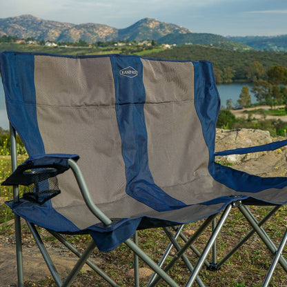 Kamp - Rite Portable Folding Outdoor Double Camping Lawn Beach Chair, Navy/Tan - Angler's Pro Tackle & Outdoors