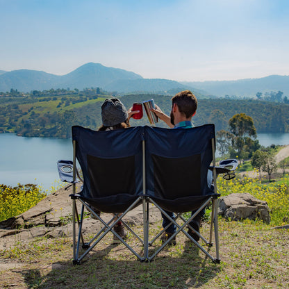 Kamp - Rite Portable Folding Outdoor Double Camping Lawn Beach Chair, Navy/Tan - Angler's Pro Tackle & Outdoors
