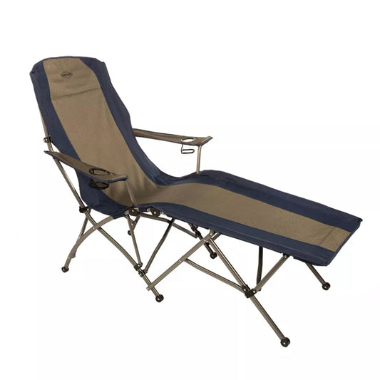 Kamp - Rite Portable Folding Outdoor Soft Arm Lounger Camp Beach Chair, Navy/Tan - Angler's Pro Tackle & Outdoors