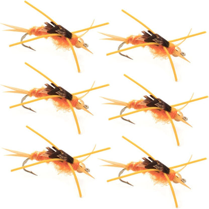 The Fly Fishing Place Barbless Gold Bead Kaufmann's Golden Stone Fly with Rubber Legs - Stonefly Wet Fly - 6 Flies Hook Size 12