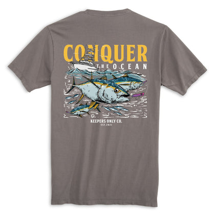 Keepers Only Co. Conquer The Ocean Graphite T-Shirt - Angler's Pro Tackle & Outdoors