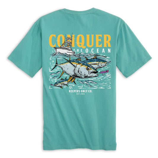 Keepers Only Co. Conquer The Ocean Seafoam T-Shirt - Angler's Pro Tackle & Outdoors