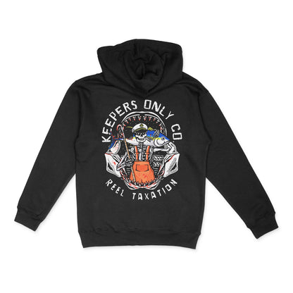 Keepers Only Co. Reel Taxation Black Heavyweight Hoodie - Angler's Pro Tackle & Outdoors