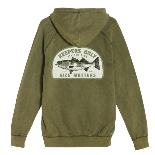 Keepers Only Co. Size Matters Washed Olive Hoodie - Angler's Pro Tackle & Outdoors