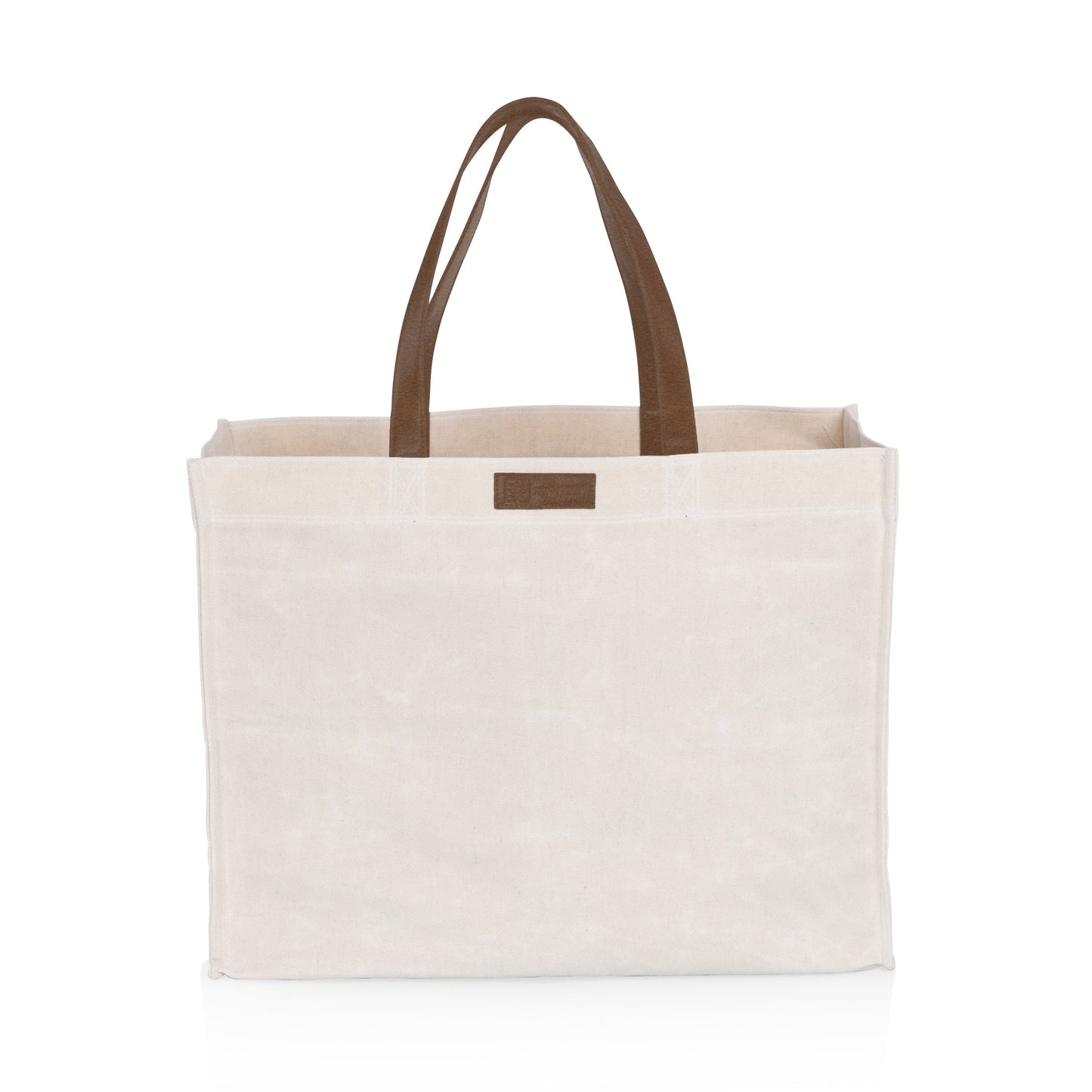 Picnic Time Market Waxed Canvas Tote with Leatherette Handles