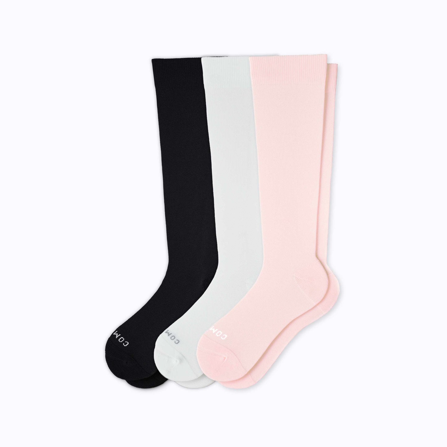 Comrad Knee-High Compression Socks – 3 Pack Solids Black/Rose/White