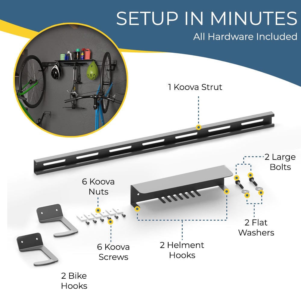 Koova - Wall Mounted Bike Rack for 2 Bikes with Storage Shelf - Angler's Pro Tackle & Outdoors