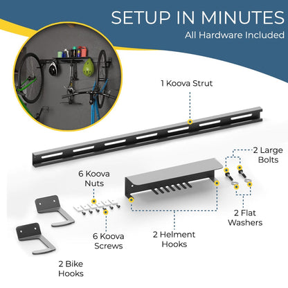 Koova - Wall Mounted Bike Rack for 2 Bikes with Storage Shelf - Angler's Pro Tackle & Outdoors