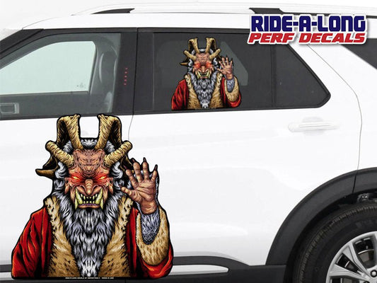 Krampus Claus *RIDE A LONG* Perforated Decal - Angler's Pro Tackle & Outdoors