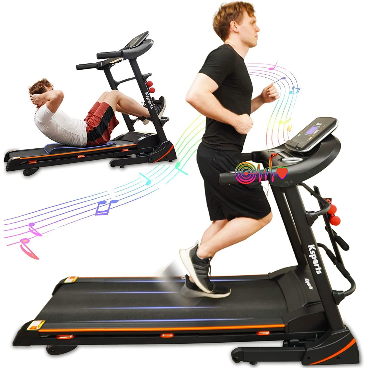 Ksports 16.5 In Wide Foldable Home Treadmill w/ Bluetooth & Fitness Tracking App - Angler's Pro Tackle & Outdoors
