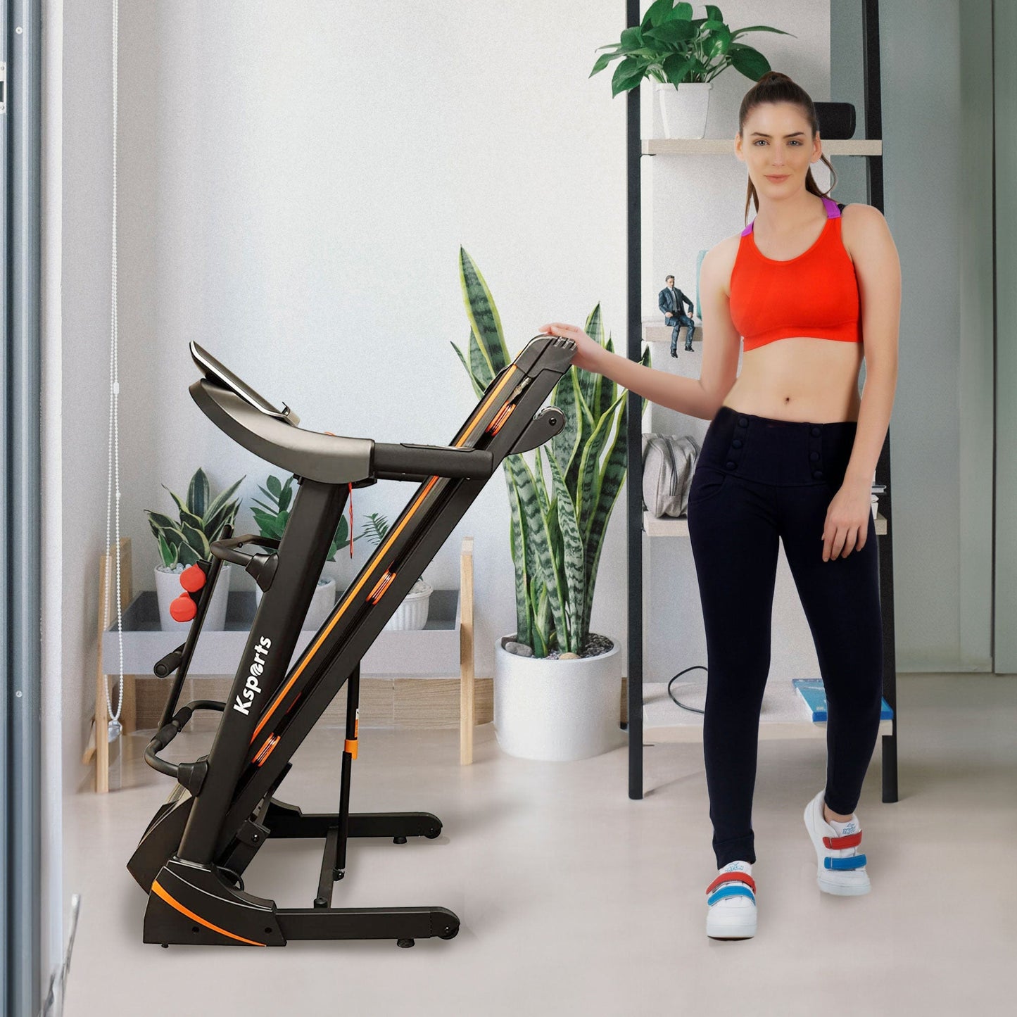 Ksports 16.5 In Wide Foldable Home Treadmill w/ Bluetooth & Fitness Tracking App - Angler's Pro Tackle & Outdoors