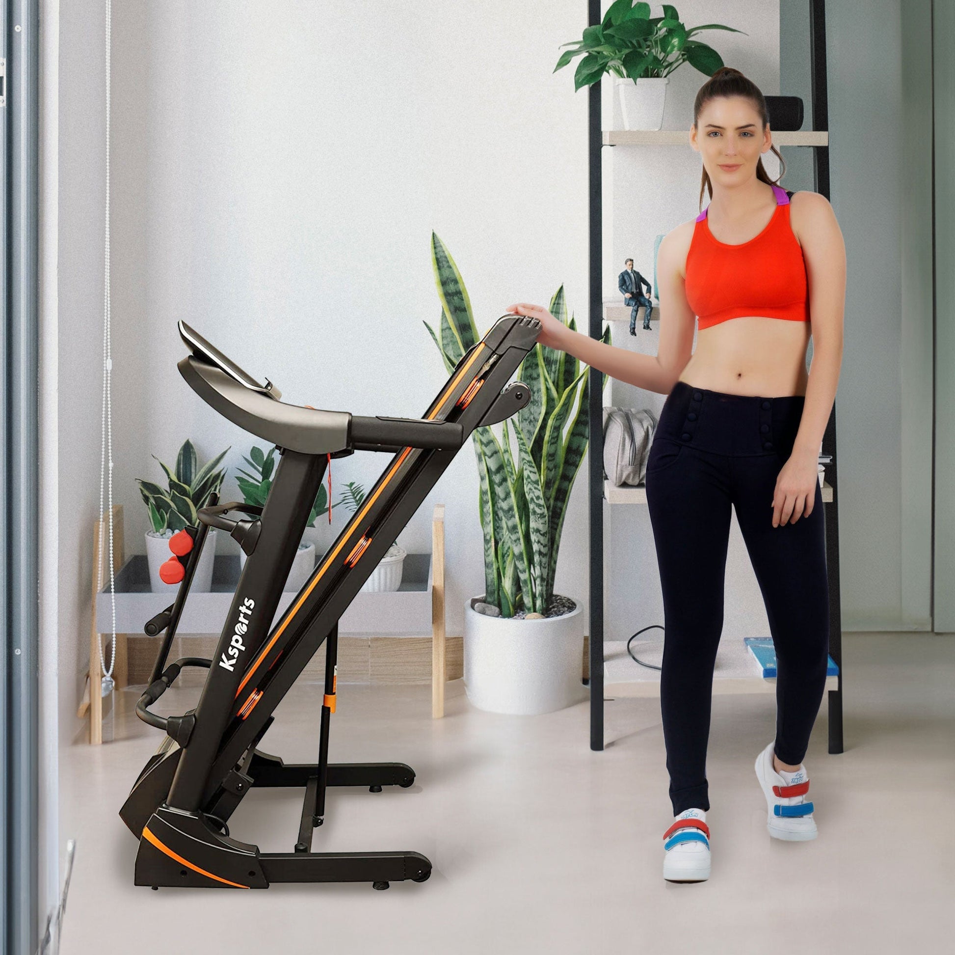 Ksports 16.5 In Wide Foldable Home Treadmill w/ Bluetooth & Fitness Tracking App - Angler's Pro Tackle & Outdoors