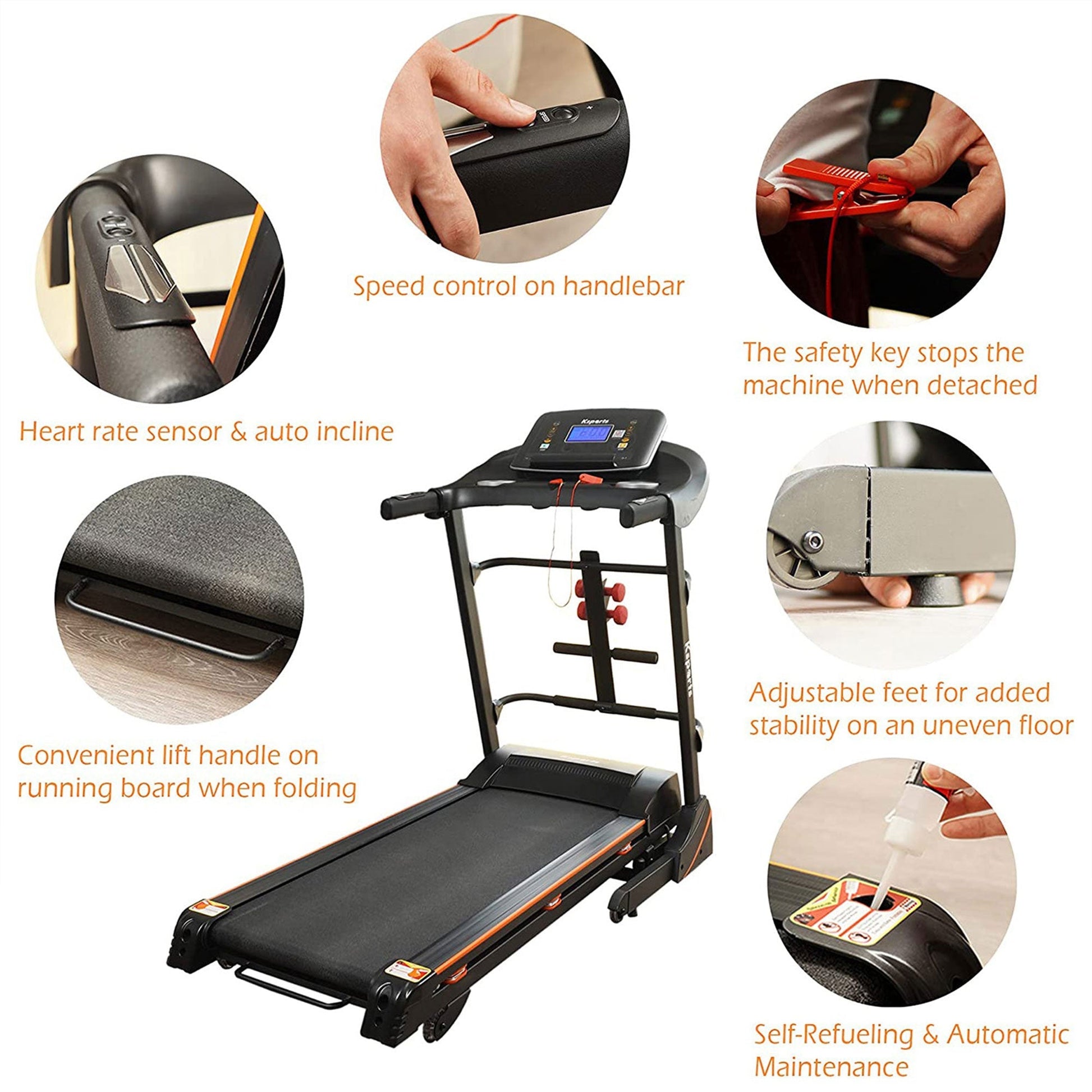 Ksports 16.5 In Wide Foldable Home Treadmill w/ Bluetooth & Fitness Tracking App - Angler's Pro Tackle & Outdoors