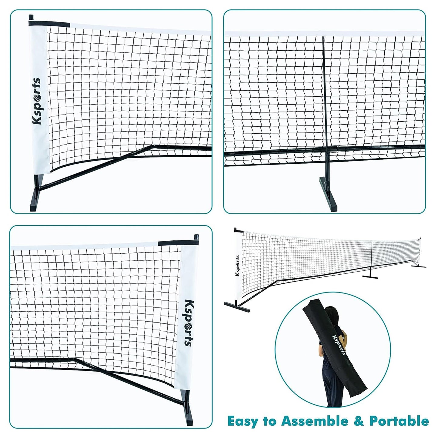 Ksports Pickleball Set, 22' Net, LED Shuttlecocks, Carry Bag & Game Balls, White - Angler's Pro Tackle & Outdoors