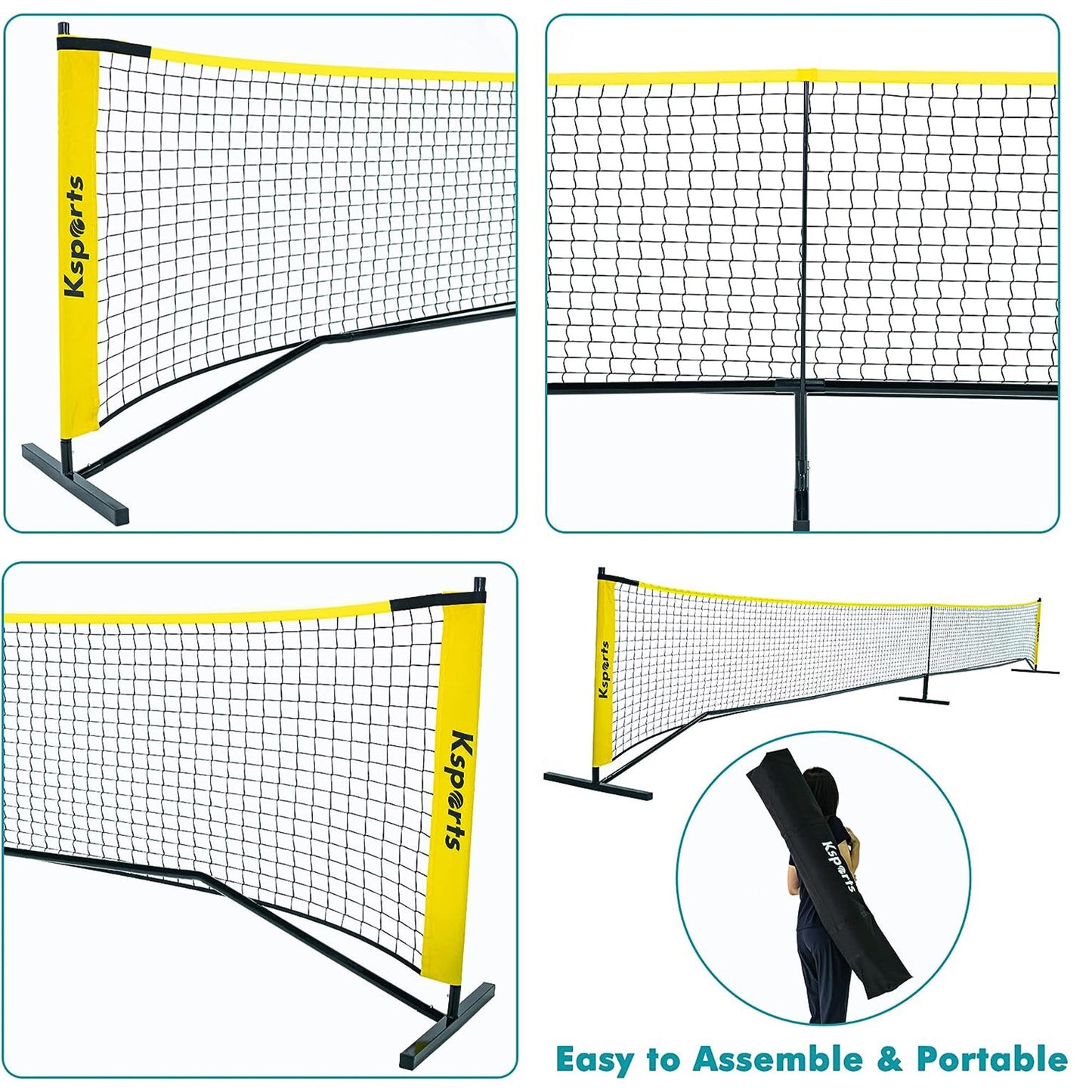 Ksports Pickleball Set 22' Net, LED Shuttlecocks, Carry Bag & Game Balls, Yellow - Angler's Pro Tackle & Outdoors